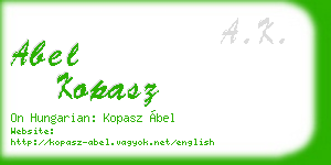abel kopasz business card