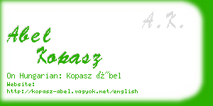 abel kopasz business card